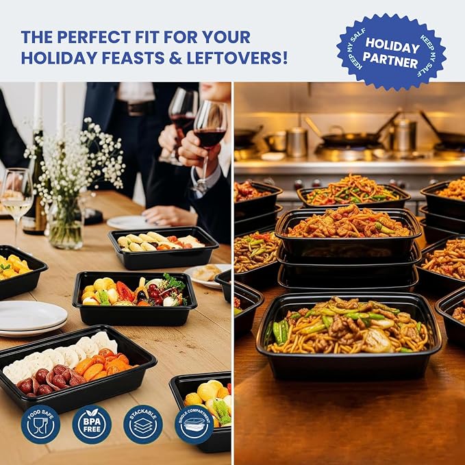 15 Pack 32oz Meal Prep Containers Reusable BPA-Free, Disposable Food Storage Take Out Containers with Lids, Leakproof Plastic To Go Food Containers, Microwave Freezer Dishwasher Safe