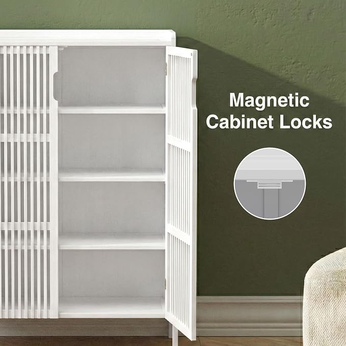 Bamboo Shoe Storage Cabinet for Entryway with Doors, Hidden Shoe Organizer | Adjustable Shelves | 5 Tiers for 25 Pairs | Modern Wood Shoe Cabinet for Living Room, Bedroom, Front Door, Hallway & Closet
