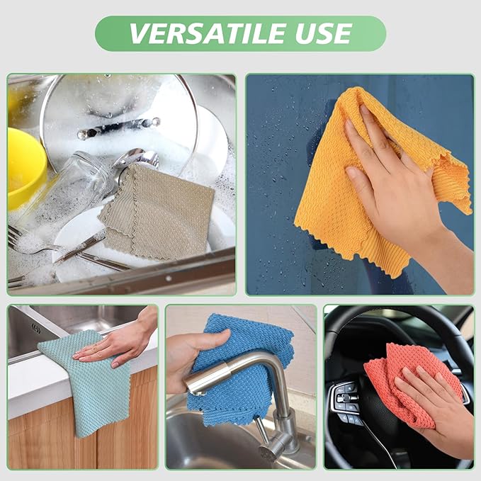 SINLAND Microfiber Dish Cloth for Washing Dishes Rags Best Kitchen Washcloth Cleaning Cloths with Poly Scour Side Popcorn Texture 5 Color Assorted 12Inchx12Inch 5 Pack
