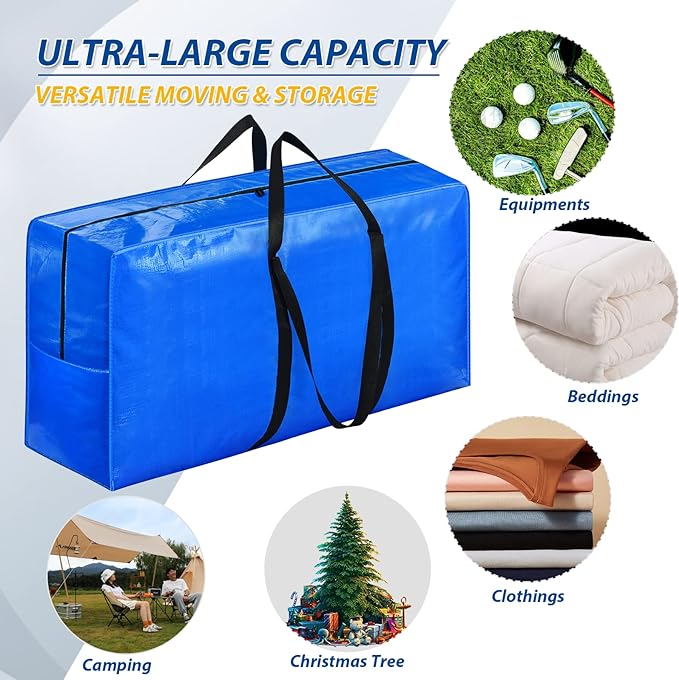 Extra Large Storage Bags, 98 Gallon XXL Jumbo Large Moving Bags Heavy Duty, Storage Totes Boxes Supplies for College, Foldable Duffle Bag for Travel, Christmas Tree Bag, 56x27x15inch - 1PACK