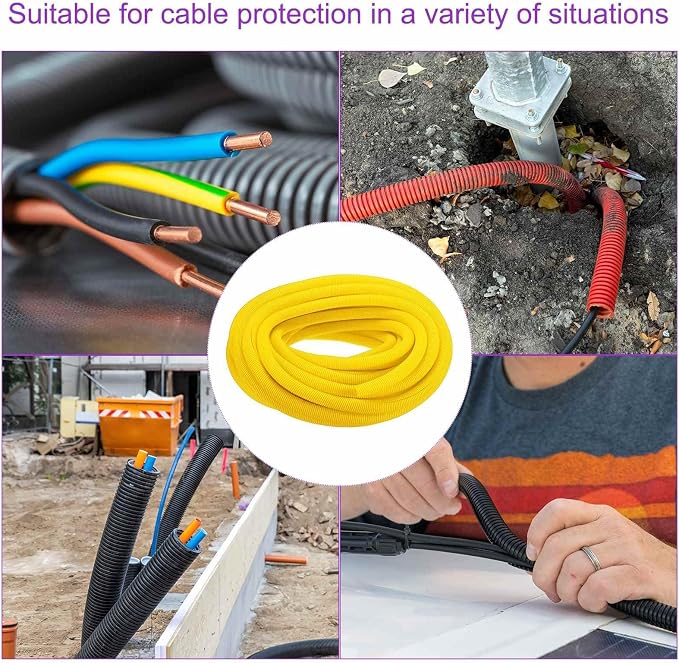 DMiotech 100ft Wire Loom Split Tubing 1 1/4 Inch(31.8mm) ID, Cord Protectors from Pet Flexible Conduit Cable Management for Office Home Garden, Yellow