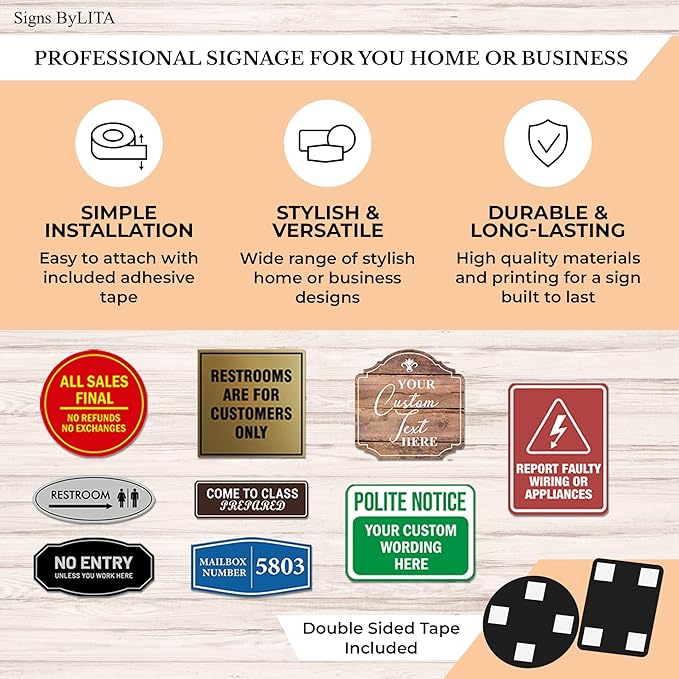 Signs ByLITA Fancy Storage Room Sign (Dark Brown) - Medium 5 Pack