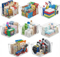 MOONEDGE 8 Pack Clear Plastic Storage Bins 12x8x6in Pantry Organizer | Large Pantry Storage Bins, Cabinet Containers for Under-Sink Storage, Kitchen, Fridge, Bathroom and Home Organization