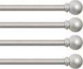 Kenney Chelsea Ball End Window Curtain Rod, Adjustable Curtain Rod for Windows 48 to 86 Inches, Extendable Curtain Rod Set, Brushed Nickel Silver Curtain Rod, Curtain Rods 4 Pack