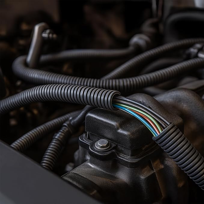 Electriduct Split Wire Loom Tubing Polyethylene Corrugated Flexible Conduit - 1/4" Nominal Size - 10 Feet - White
