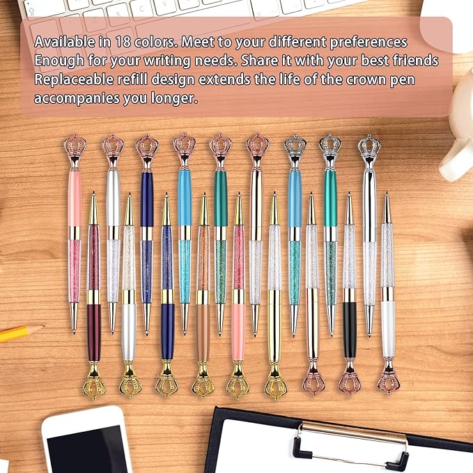 YOUMI Ballpoint pen, 6Pcs crown crystal metal pen, sparkling cute pen, Personalized Crystal Pens，Black Ink Glitter Diamond Pen for Note, Tab, Office School Stationery Supplies (set 8)