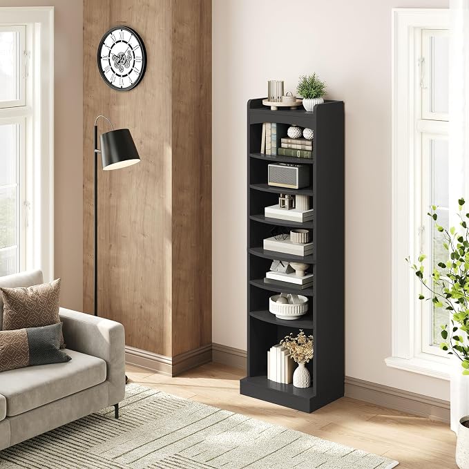 YATINEY 9-Tier Tall Shoe Rack, Wooden Shoe Storage Organizer, Narrow Shoe Cabinet with Removable Shelves for Small Spaces, Holds 18 Pairs of Shoes, for Entrance, Hallway, Black SS22BK