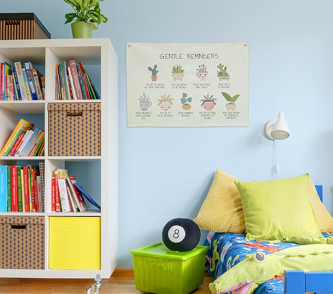 Classroom Wall Flag Decor-Teacher Gift-Inspirational Back to School Wall Banner Decor-Gentle Reminders-Hanging Rectangular Canvas Banner for Classroom Teacher Office Reading Corner