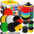 Holikme 40 Piece Drill Brush Attachment Set Scrub Pads Scouring Pads Power Scrubber Brush with Extend Long Attachment All Purpose Clean for Car Detailing，Grout, Tiles, Bathroom, Kitchen | 11 nylon brushes, 20 scouring pads, 5 sponges, 2 wool pads, 4-in...