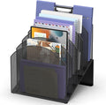 File Organizer for Desk, 5-Section Mesh Mail Holder, Black | Mesh file organizer for desk, mail organizer and folder holder for A4/letter papers, notebooks, binders and office supplies