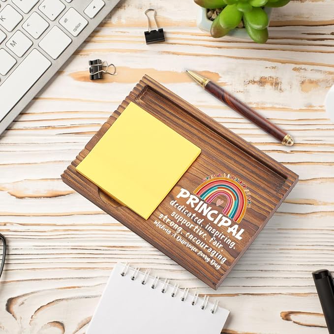 Principal Appreciation Gift Sticky Note Holder, Thank You Encouragement Desk Accessory for Teacher Coworker, Principal Appreciation Week Office Desk Item TZP181