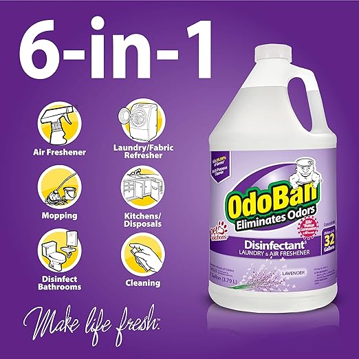 OdoBan Disinfectant Concentrate and Odor Eliminator, 2 Gallons, Lavender Scent
