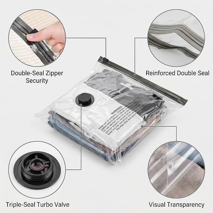 Vacuum Storage Bags with Rechargeable Electric Pump, 16 Pack Vacuum Seal Bags for Clothing Travel, 3 Sizes Compression Packing Bags 80% Space Saver for Clothes, Bedding & Seasonal Storage