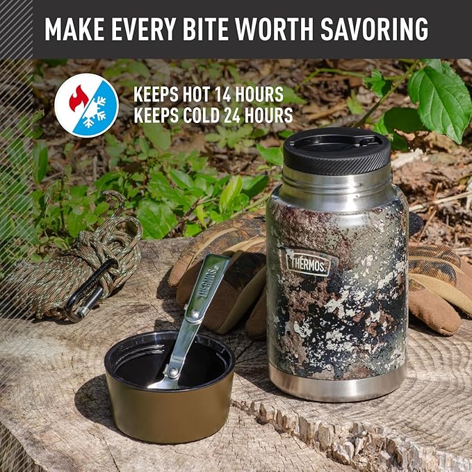 THERMOS, Stainless Steel Food Jar with Spoon, 24 Ounces, True Timber