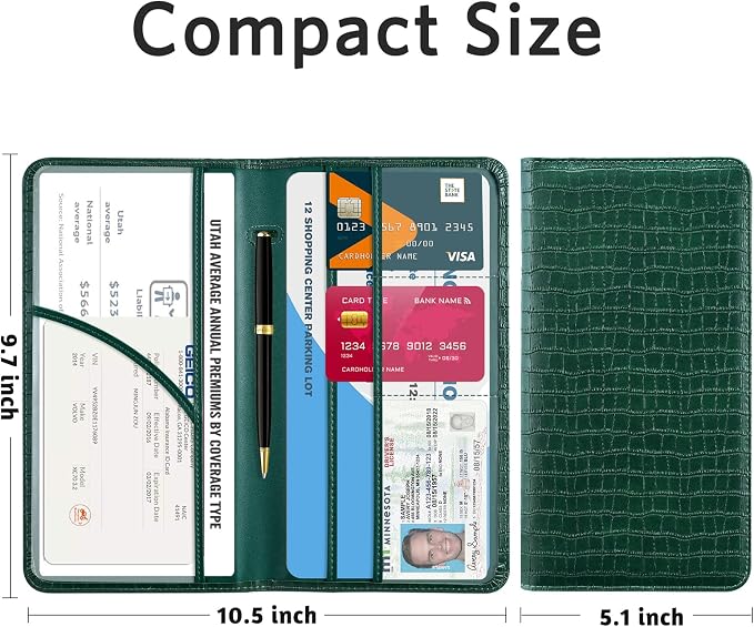 CoBak Car Registration and Insurance Holder | Vehicle Glove Box Organizer, Auto Truck Compartment Document Case with Magnetic Closure for Insurance & Driver License