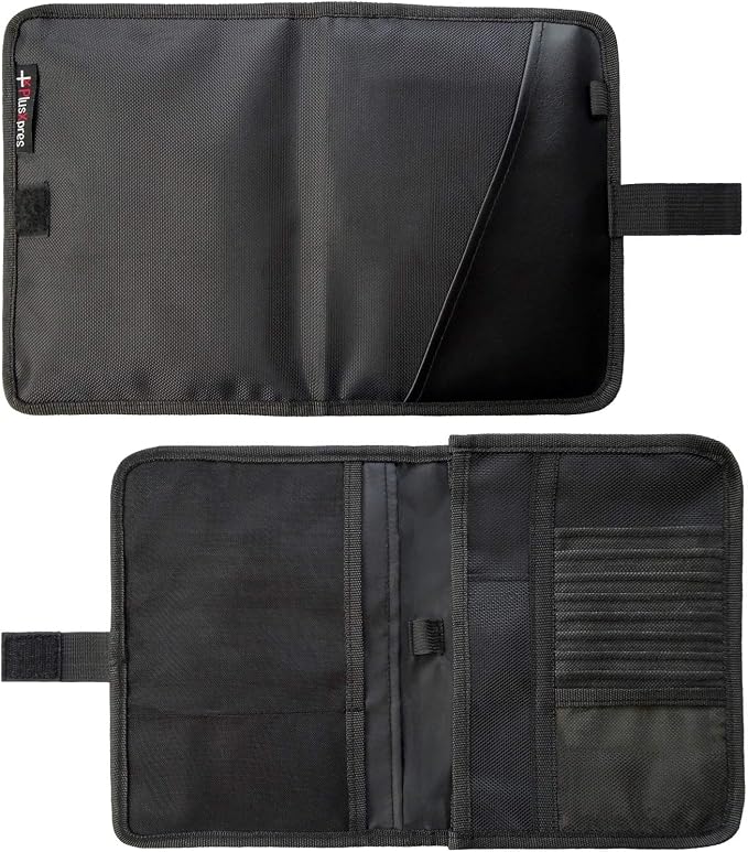 PlusXpres Glove Box Compartment Organizer - Car Document Holder - Black | Owner Manual Case Pouch, Vehicle Storage Wallet for Registration and Insurance Card, Auto Paperwork Holder, Log Book included