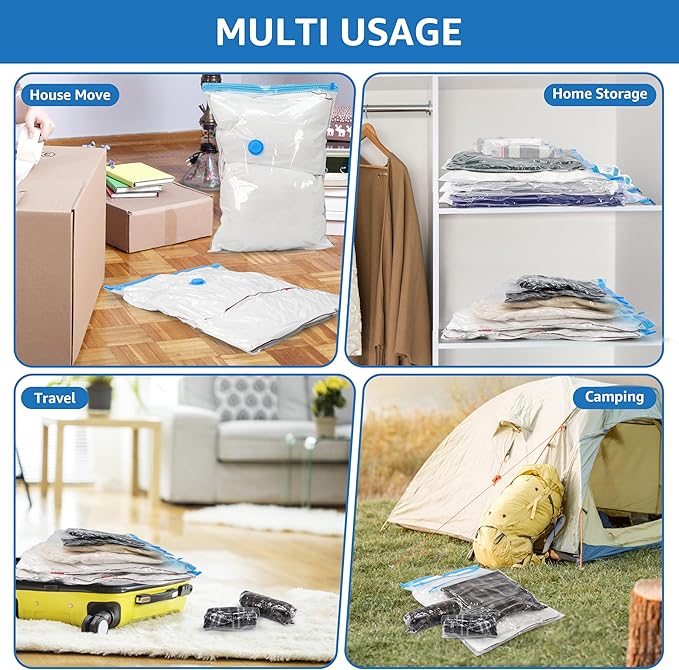 Simple Deluxe 32 Pack Vacuum Storage Bags (5 Jumbo/5 Large/6 Medium/6 Small/5 Roll M/5 Roll S) Space Saver Bags, Vacuum Seal Bags with Hand Pump for Comforters, Blankets, Bedding, Pillows and Clothes