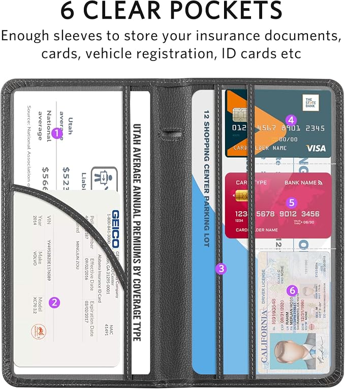 CoBak Car Registration and Insurance Holder | Vehicle Glove Box Organizer, Auto Truck Compartment Document Case with Magnetic Closure for Insurance & Driver License