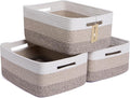 MiniArk Large Storage Baskets for Organizing, 17 x 13 x 7.5” Closet Shelf Baskets for Clothes Blanket Towels, Baby Nursery, Toy Bins Box, Woven Rope Basket, 3 Packs Gradient Brown