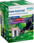 Elate 64oz Vacuum Insulated Food Jar for Hot Food, Large Soup Thermos Stainless Steel Wide Mouth, Camp Crock Thermal Food Container for Camping, Potluck & Family Meals (12H Hot / 24H Cold)- Pink