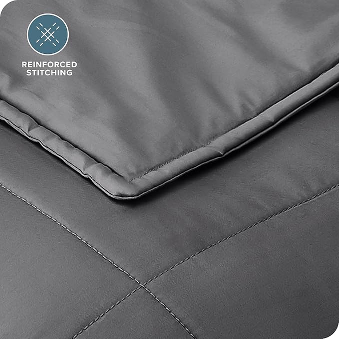 Bare Home Weighted Blanket Full or Queen Size 12lb (48" x 72") for Adults - All-Natural 100% Cotton - Premium Heavy Blanket Nontoxic Glass Beads (Grey, 48"x72")
