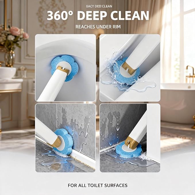 72 Count Toilet Bowl Wand Refills | Compatible KIRIKIT wand (B0DZHDFSK3,B0GY1JXDBG),Built-in cleaner, click-discard, stick-on, no-wash sinks/tiles