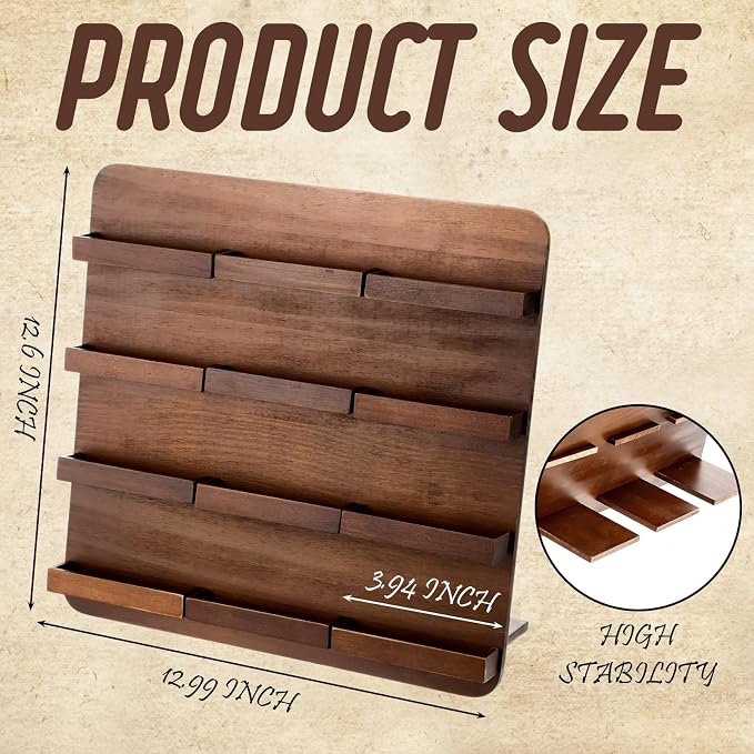 Leinuosen 4 Tier Wood Multiple Business Card Holder Desktop 12 Slot Business Card Holder for Desk Gift Postcard Display Rack Pamphlet Display Stand for Office Meeting Home (12.6 x 12.99 Inch)
