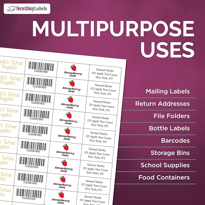 NextDayLabels – 2" x 1" Rectangular Sticker Labels for Printer - White Laser/Inkjet Printer Labels Return Address Labels Shipping Label Stickers (25 Sheets, 40 Per Sheet, 1000 Labels)