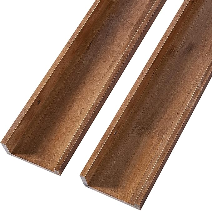 AZSKY 48 Inch Floating Wall Ledge Bookshelf Light Walnut Kids Book Trophy and Family Picture Photo Frames Display Shelves Wall Mounted a Set of 2