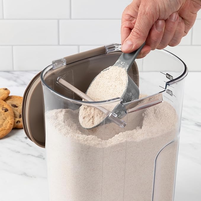 ProKeeper+ Airtight Food Storage Container Set – Clear Plastic Flour and Sugar Canister Set with Magnetic Accessories for Kitchen Organization (Taupe, 13-Piece)