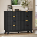 BORNOON Fluted 8 Drawer Tall Dresser, 47.2" Wide Modern Boho Chest of Drawers, Wooden Storage Dresser TV Stand for Bedroom, Living Room, Closet, Hallway, Curved Profile Design
