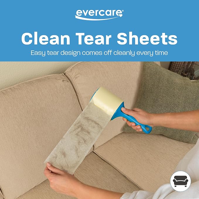 Evercare Jumbo Lint Roller, 60‑Sheet Extra‑Large Adhesive Roller with Blue Handle for Pet Hair & Lint