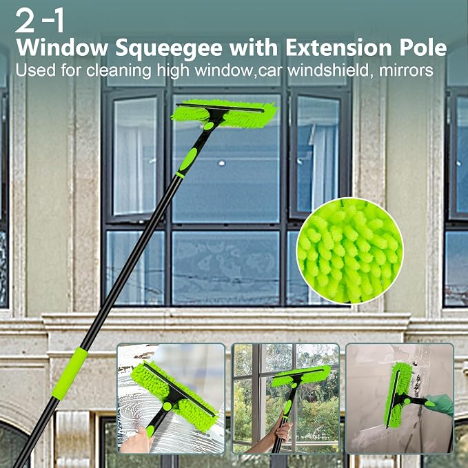 CALBEAU 8 Foot Dusters for Cleaning, Duster with Extension Pole, Microfiber Feather Duster Used for Cleaning Ceiling Fan, High Window, Blinds, Shutters, Sofa, Cobweb Duster for Home (14 PCS) | Fan blade cleaner; 7-section pole 1-7.8 ft, reaches 15 ft; ...