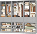 Besiost Closet System, 84"/7 FT Closet Organizer System with Drawers and Shelves, Walk-in Closets Systems, Free Standing Reach in Closet Tower, Load 1800+LBS, Morandi Grey 3 Pack