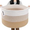 90L Large Blanket Basket,21.7"L x 21.7"W x 13.8"H Rope Woven Baskets with Handles, Toys Storage Bins,Laundry Basket Perfect for Living Room, Nursery,Bedroom,Home Organization,Yellow