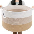 115L Large Blanket Basket,23.6"L x 23.6"W x 15.7"H Rope Woven Baskets with Handles, Toys Storage Bins,Laundry Basket Perfect for Living Room, Nursery,Bedroom,Home Organization,Yellow