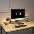 Monitor Stand Riser,Wood & Acrylic Computer Monitor Stand with LED Strip Light,Desk Accessories Desktop Organizer Stand for Computer,Laptop,Printer,PC & TV Screen