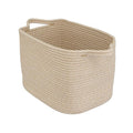 XUANGUO Woven Cotton Rope Storage Basket with Handles 13x10x9 inch Oatmeal | Woven cotton rope basket for shelves and closets. Perfect for toys, books, clothes, nursery storage and gift baskets