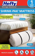 Hefty Shrink-Pak Mattress Bags for Moving – Twin/Twin XL Size | Heavy Duty & Water Resistant Vacuum Compression Mattress Bag, Storage Protection Mattress Cover for Moving