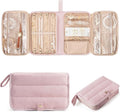 Marscamd Travel Jewelry Case Organizer, Foldable Jewelry Bag, Pink | with Zipper Jewelry Bag for Earrings, Rings, Necklaces, Bracelets, Brooches