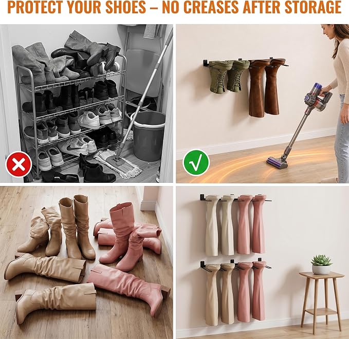 ORLESS Wader Hangers 6-Pair Boot Rack Garage Storage, Cowboy Boot Holder, Metal Wire Organizer for Entryway