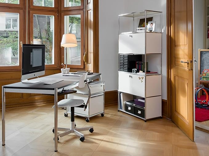 Modern Storage Cabinet Versatile Free-Standing Organizer for Home Office Décor, Green (White, L-16 D x 21" W x 24" H)