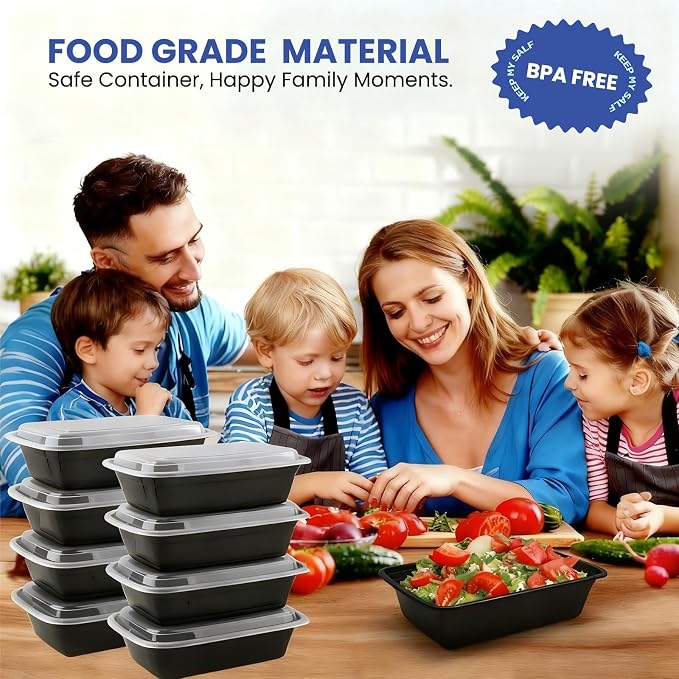 15 Pack 32oz Meal Prep Containers Reusable BPA-Free, Disposable Food Storage Take Out Containers with Lids, Leakproof Plastic To Go Food Containers, Microwave Freezer Dishwasher Safe