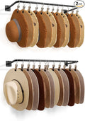 Cowboy Hat Rack for Wall 24 Clips Cowboy Hats Hook Metal Cowboy Hat Hanger | Hat Organizer for Bucket Baseball Caps Sunhat Winter Beanies Fedora Hat Holder on Wall Women Men Closet Black 2 Pcs