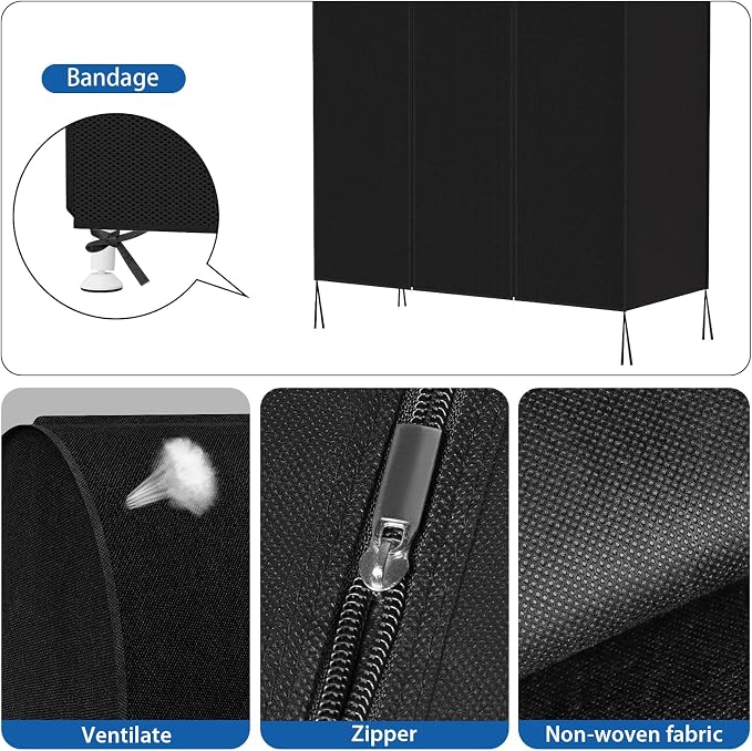Zilink Garment Rack Cover Clothes Rack Cover Garment Bags Protector 43 in | Dustproof, Breathable, 2 Durable Zippers, Cothing Rack with Cover for Garment Rack (Rack Not Included)