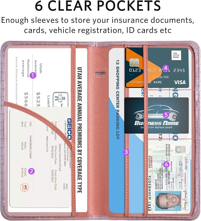 CoBak Car Registration and Insurance Holder | Vehicle Glove Box Organizer, Auto Truck Compartment Document Case with Magnetic Closure for Insurance & Driver License