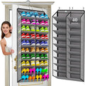 Large Shoe Rack for Door 74 x 24 Inches, Over the Door Shoe Organizer, Heavy-Duty Hanging Shoe Storage for Closet, Extra-Wide 30 Pairs Shoe Holders Fit Family Sneakers Heels Boots - Grey