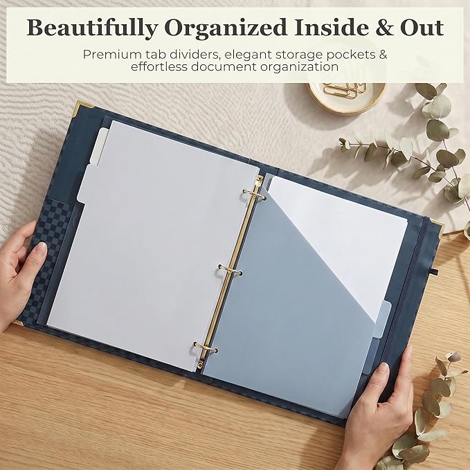 Aesthetic Clipboard Binder with Dividers - Document Organizer and Clipboard Folder for Work - Sturdy 3 Ring Binder & Planner Folio for Streamlined School Projects, Notes and Daily Office Productivity