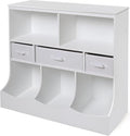 Badger Basket Combo Toy Storage Organizer and Bookshelf - Kids Storage Unit with 3 Removable Baskets, Open Shelves, Top Display Surface - White