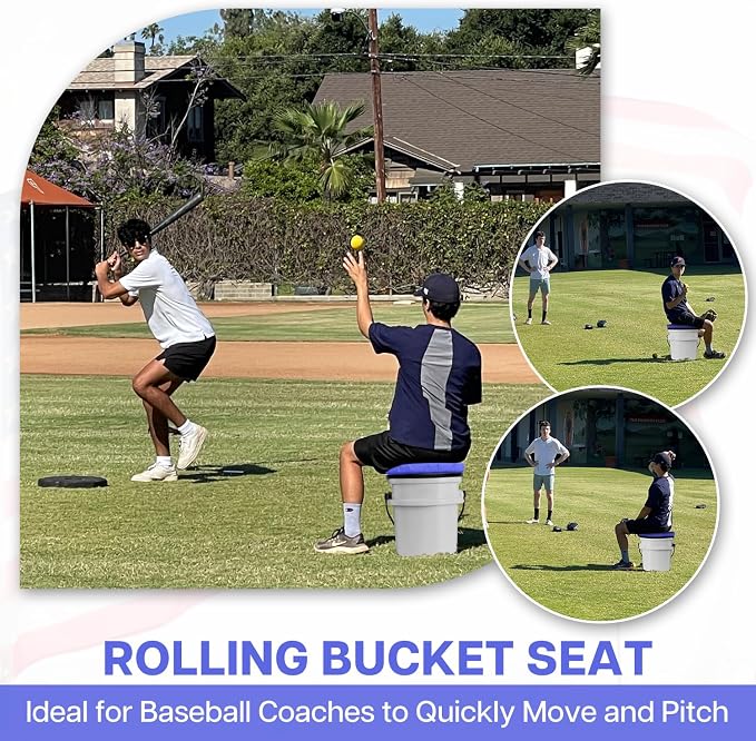 5 Gallon Bucket Seat for Yeti Bucket Only, Swivel Bucket Lid with Padded Top for Cozy Sitting, Bucket Seat Cushion for Outdoor Fishing,Hunting,Gardening,Camping,Car Washing, Baseball Training